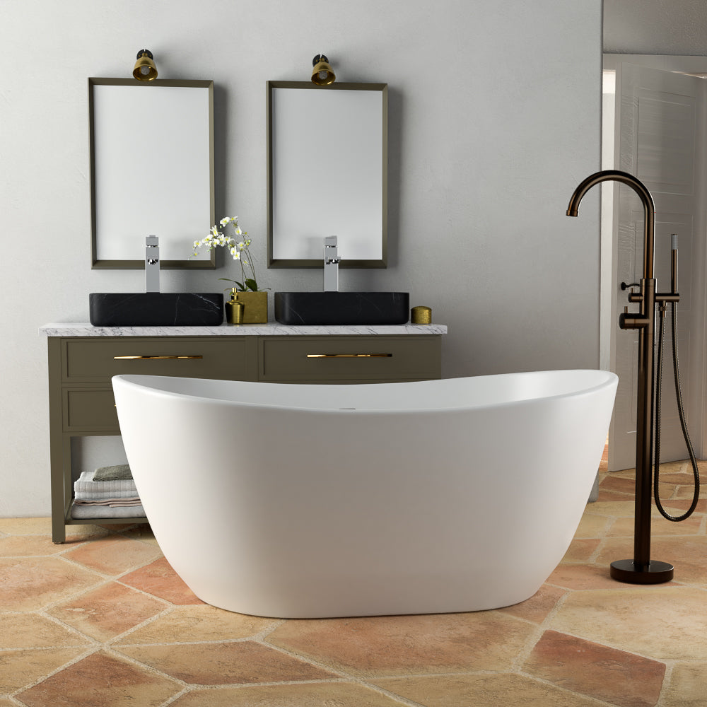 MAGNUS HOME PRODUCTS 56" Bandon Solid Surface Stone Resin Freestanding Tub
