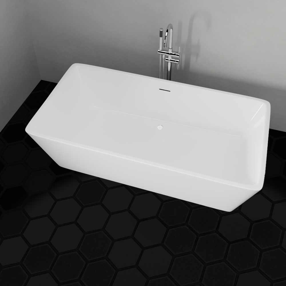 MAGNUS HOME PRODUCTS Asher Acrylic Rectangular Freestanding Tub With Insulation