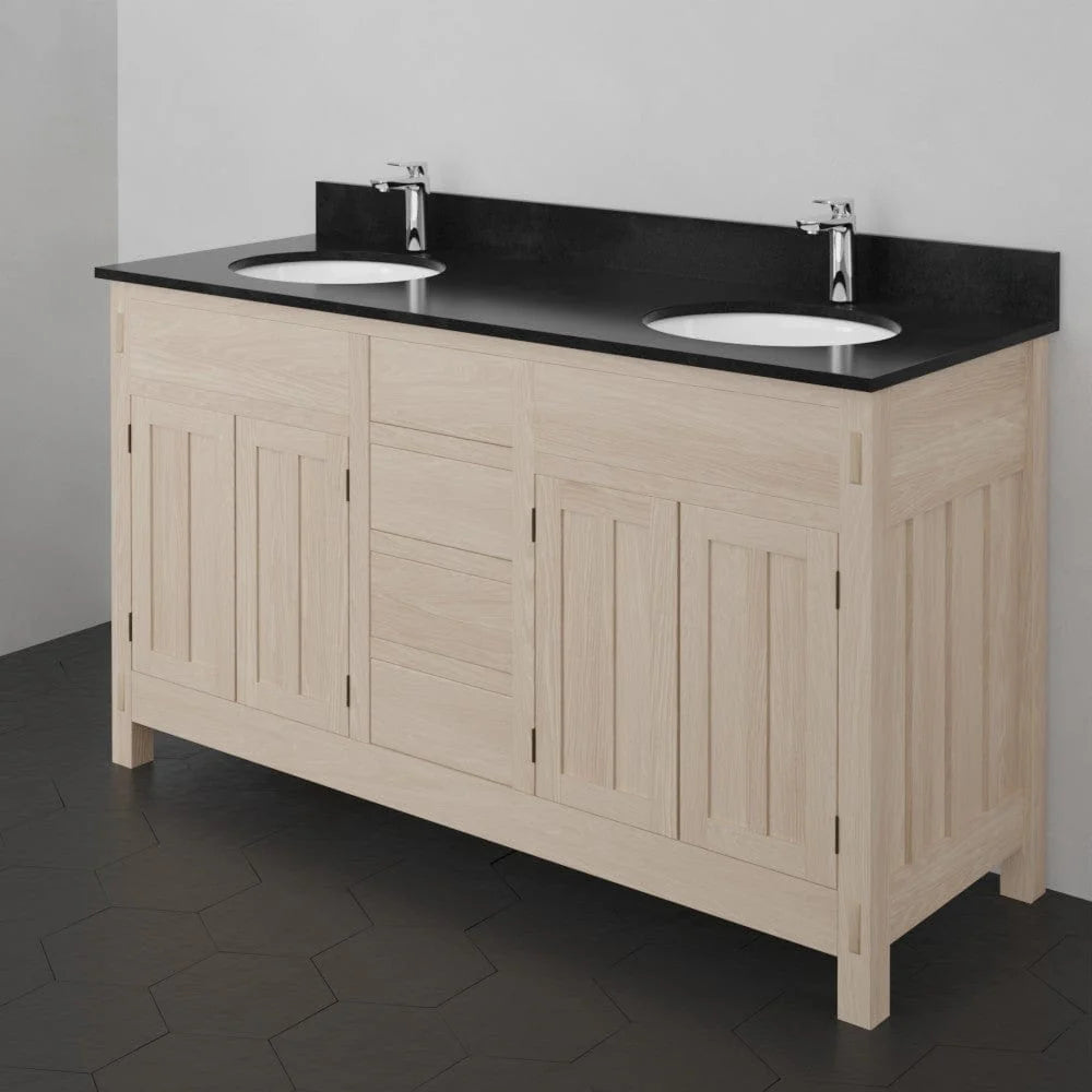 MAGNUS HOME PRODUCTS 60" Mission Unfinished Red Oak Double Vanity for Undermount Sinks - 34" Height