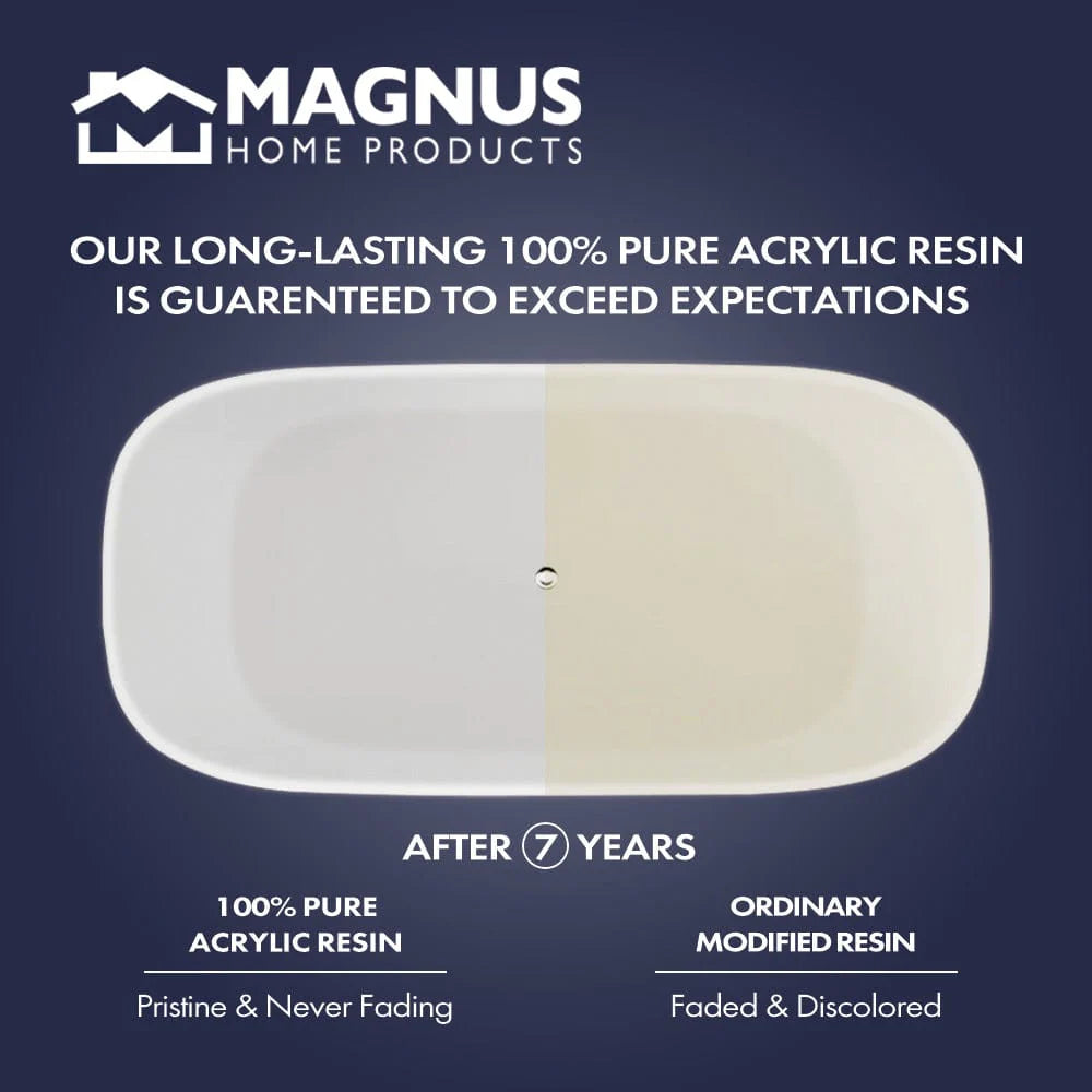 MAGNUS HOME PRODUCTS 64" Lorane Solid Surface Stone Resin Freestanding Tub