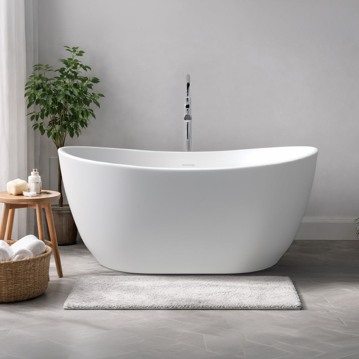 MAGNUS HOME PRODUCTS 64" Lorane Solid Surface Stone Resin Freestanding Tub