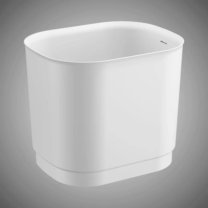 MAGNUS HOME PRODUCTS 39" Akio Solid Surface Stone Resin Japanese Oval Soaking Bathtub with Integral Seat