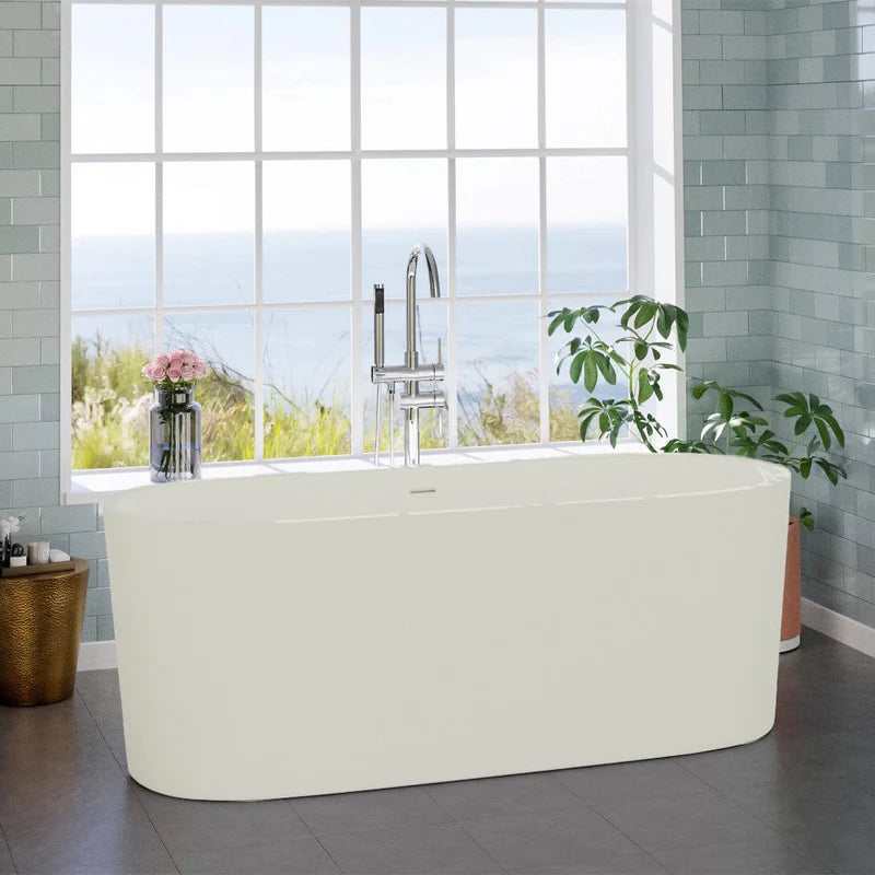 MAGNUS HOME PRODUCTS 67" Fortson Solid Surface Stone Resin Freestanding Bathtub
