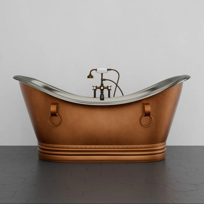 MAGNUS HOME PRODUCTS 72" Francis Double Slipper Copper Pedestal Tub with Rings