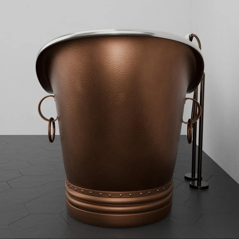 MAGNUS HOME PRODUCTS 72" Francis Double Slipper Copper Pedestal Tub with Rings