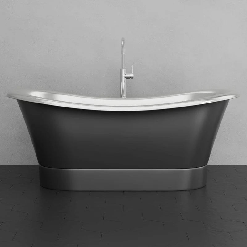 MAGNUS HOME PRODUCTS 70" Gibbon Double Slipper Copper Freestanding Tub - Satin Nickel Interior with Black Exterior