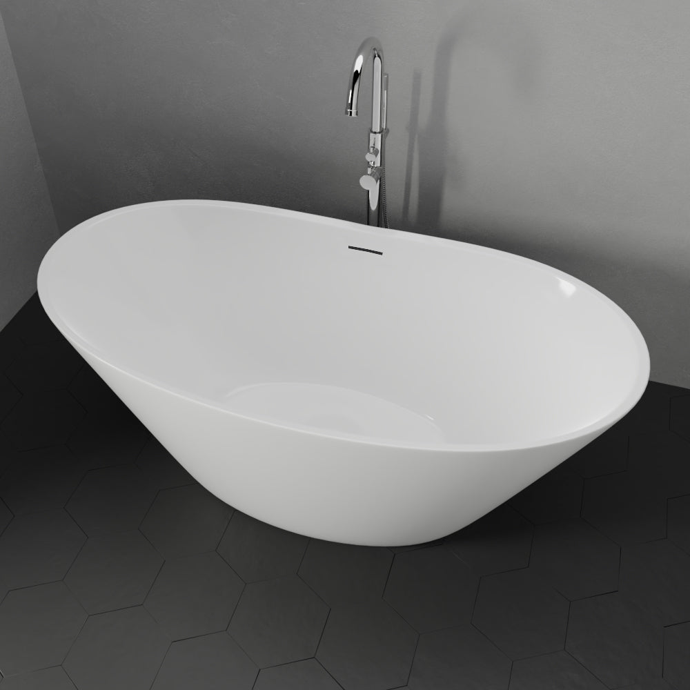 MAGNUS HOME PRODUCTS Grayson Acrylic Double-Slipper Freestanding Tub With Insulation