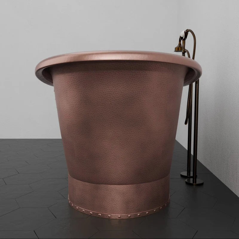 MAGNUS HOME PRODUCTS 66" Hayward Hammered Copper Double Slipper Pedestal Tub with Copper Rivets