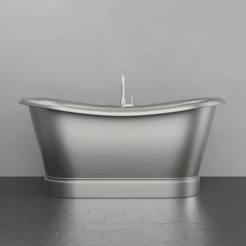 MAGNUS HOME PRODUCTS 66" Heis Double Slipper Copper Pedestal Tub - Satin Nickel