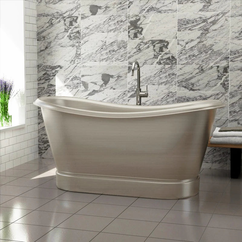 MAGNUS HOME PRODUCTS 66" Heis Double Slipper Copper Pedestal Tub - Satin Nickel