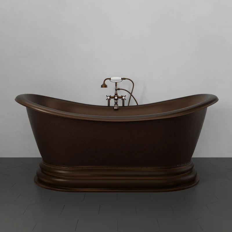 MAGNUS HOME PRODUCTS 66" Lutts Copper Double-Slipper Roll-Top Pedestal Tub