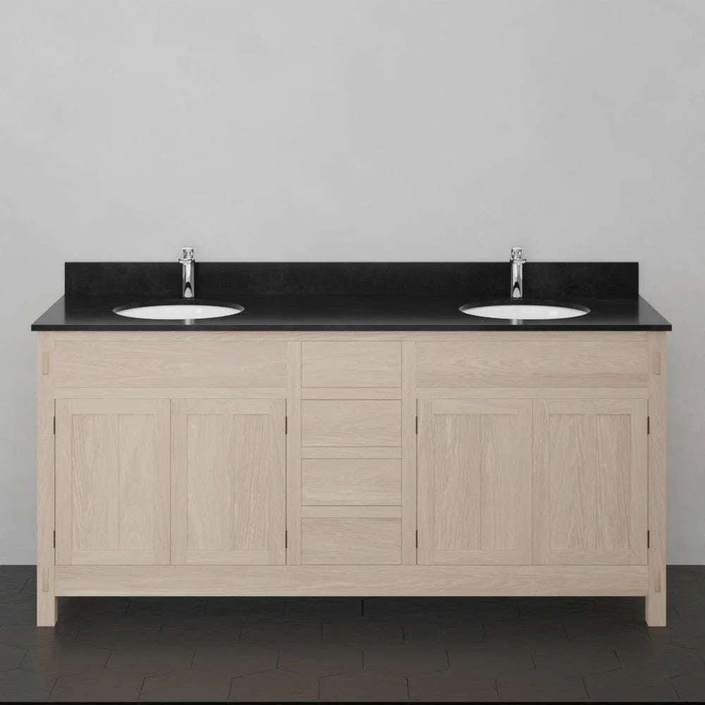 MAGNUS HOME PRODUCTS 72" Mission Unfinished Red Oak Double Vanity for Undermount Sinks - 34" Height