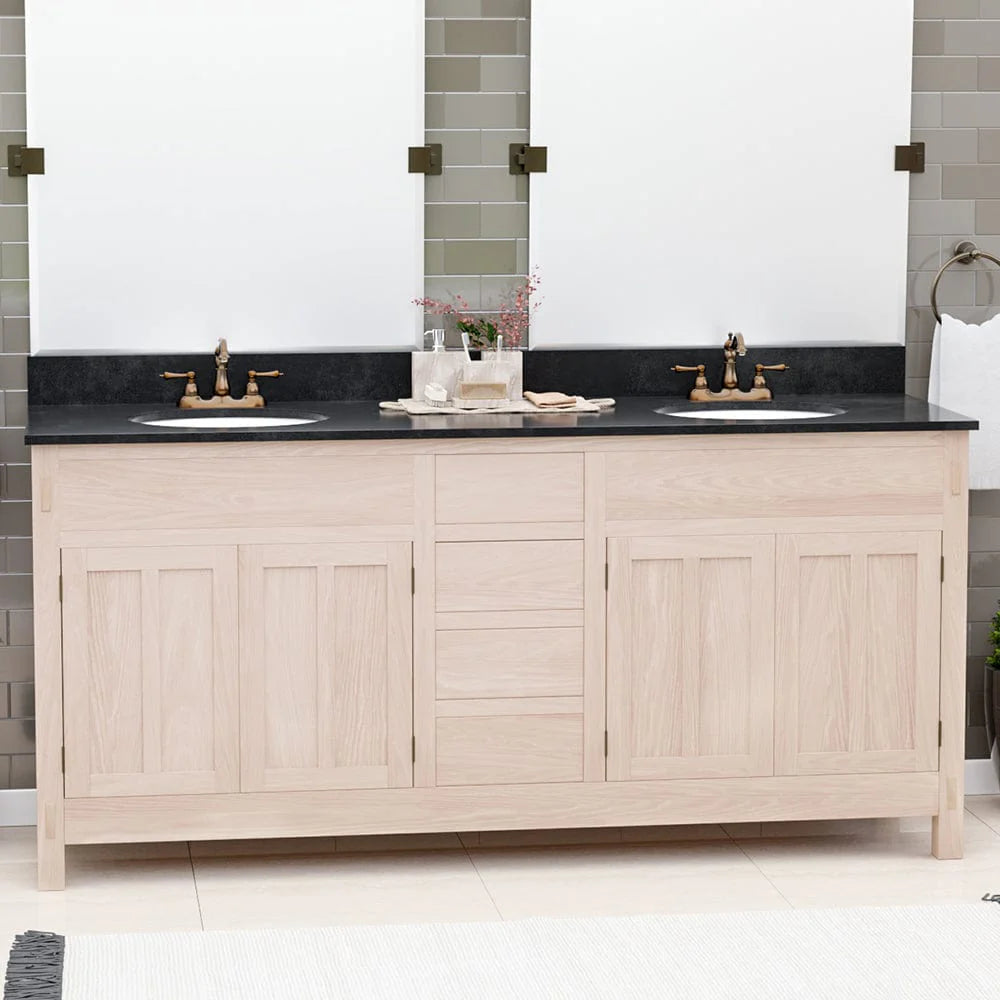 MAGNUS HOME PRODUCTS 72" Mission Unfinished Red Oak Double Vanity for Undermount Sinks - 34" Height