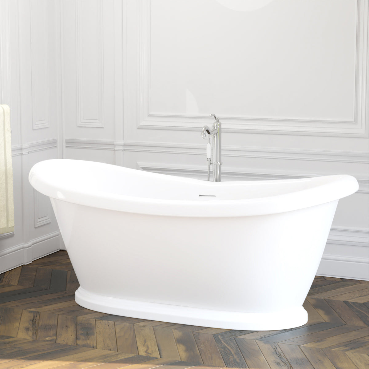 MAGNUS HOME PRODUCTS Morehead Acrylic Double-Slipper Pedestal Tub With Insulation