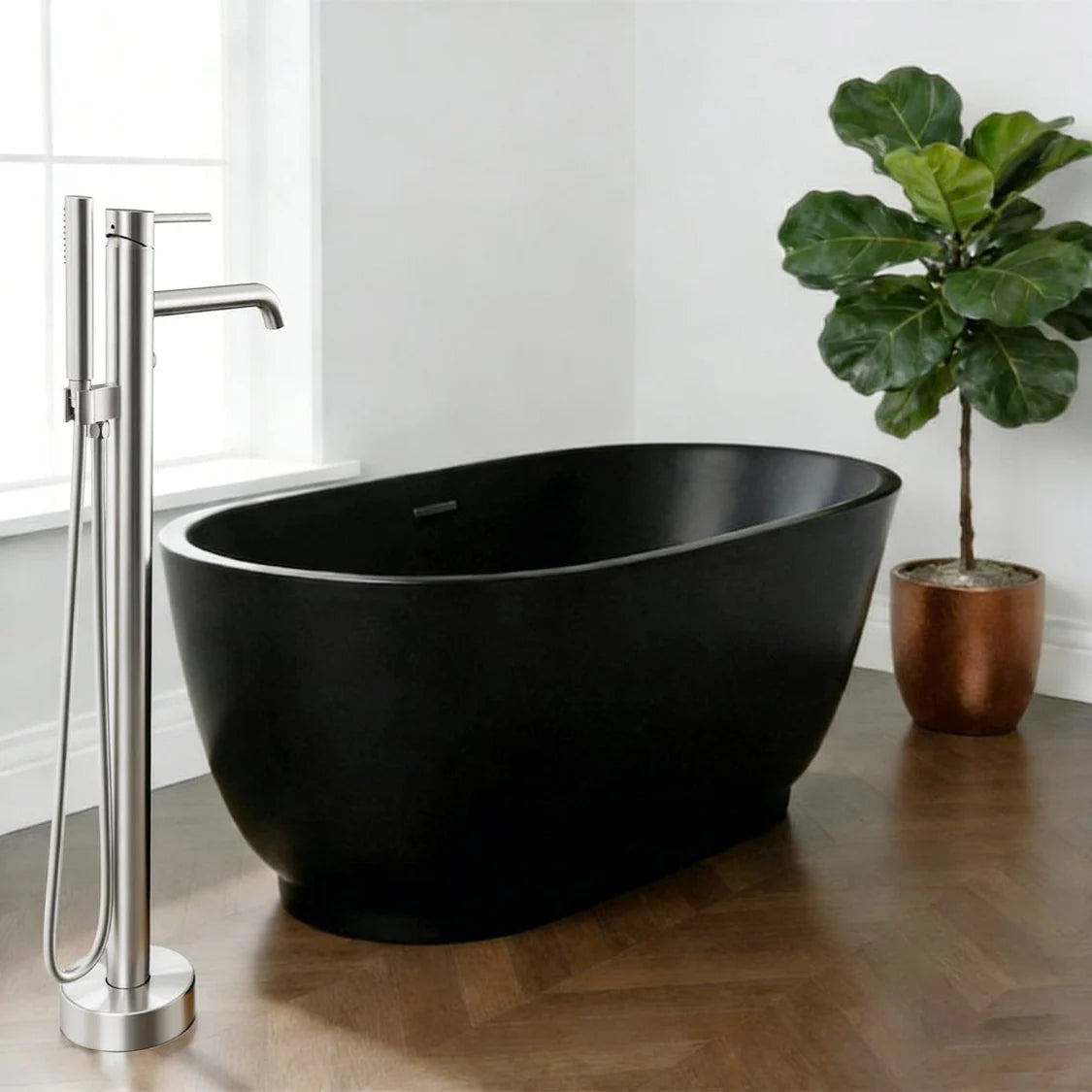 MAGNUS HOME PRODUCTS Nisshin High Flow Freestanding Tub Faucet with Hand Shower