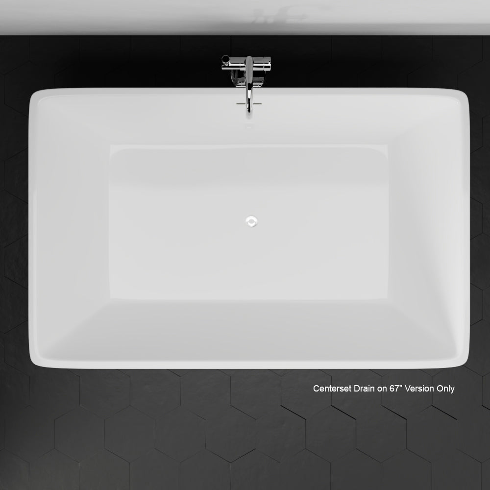 MAGNUS HOME PRODUCTS Asher Acrylic Rectangular Freestanding Tub With Insulation