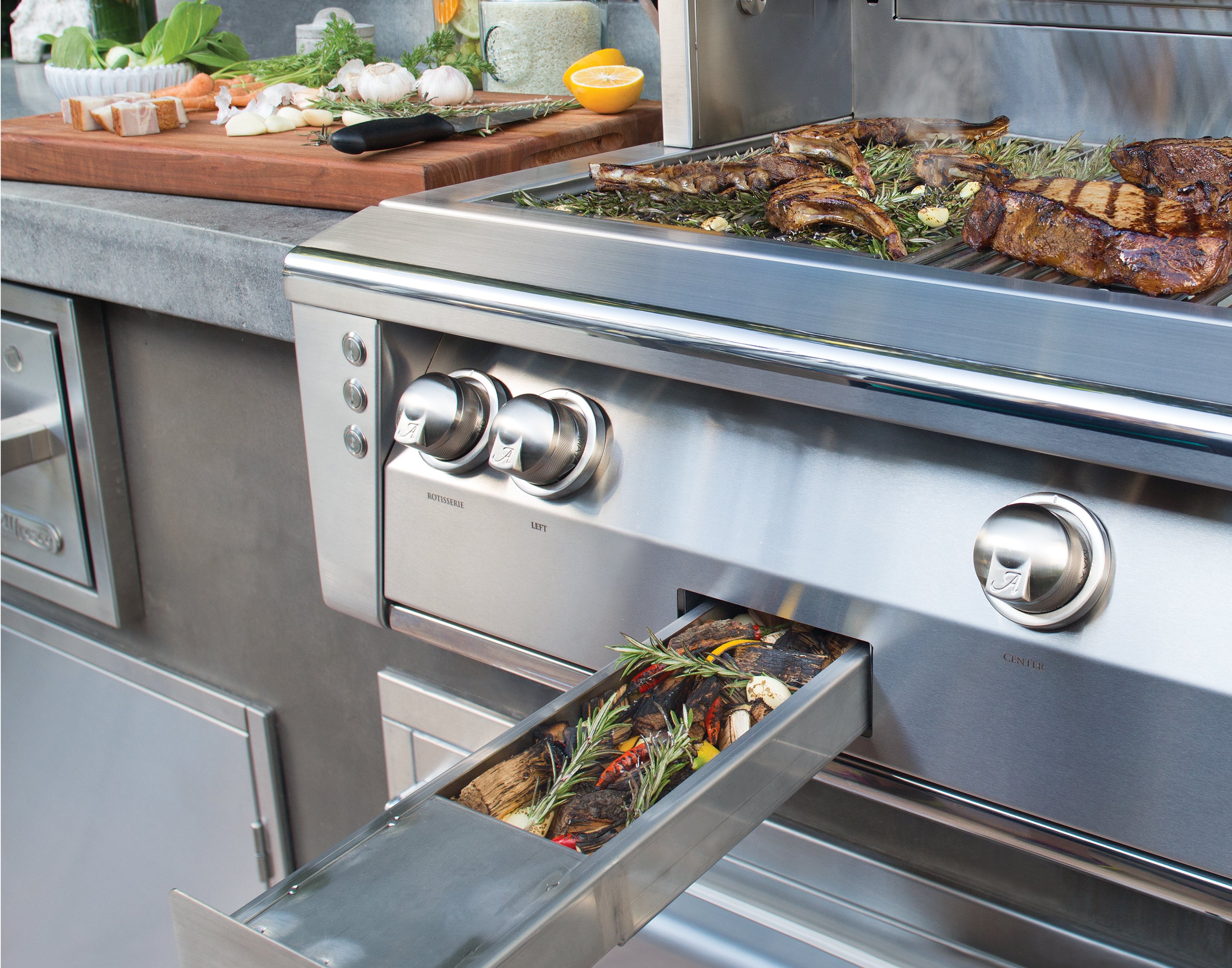 Alfresco ALXE 56" Luxury All-Grill on Refrigerated Base