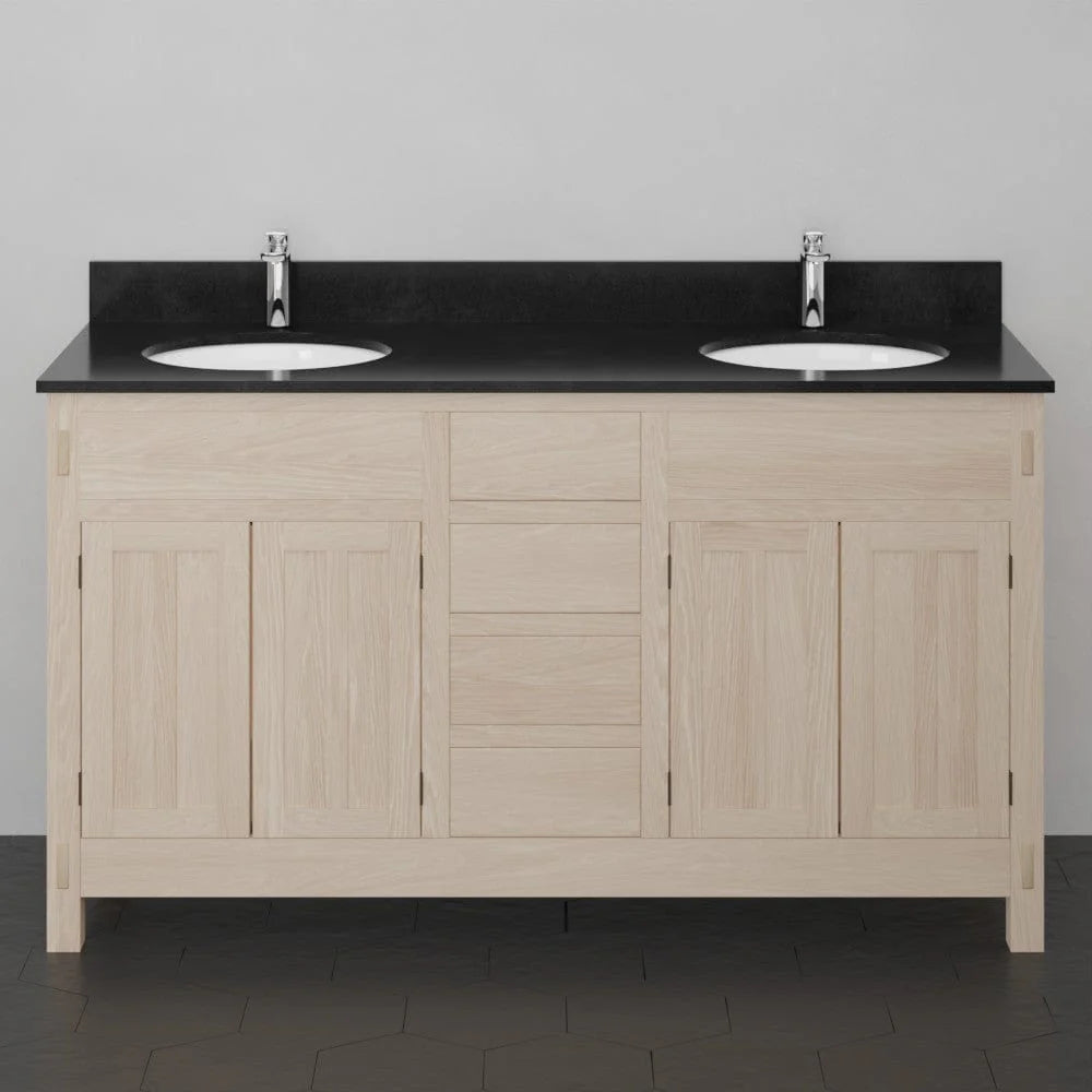 MAGNUS HOME PRODUCTS 60" Mission Unfinished Red Oak Double Vanity for Undermount Sinks - 34" Height