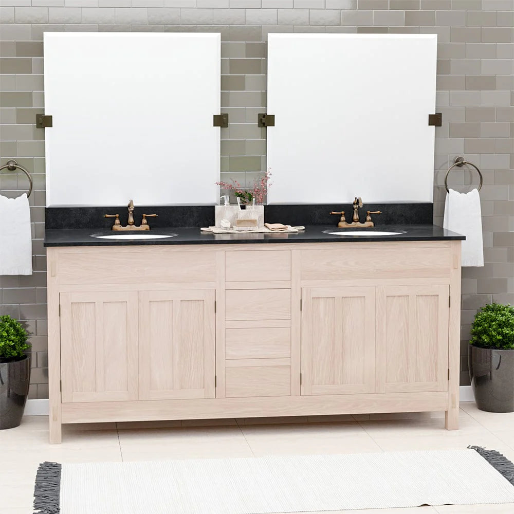 MAGNUS HOME PRODUCTS 72" Mission Unfinished Red Oak Double Vanity for Undermount Sinks - 34" Height