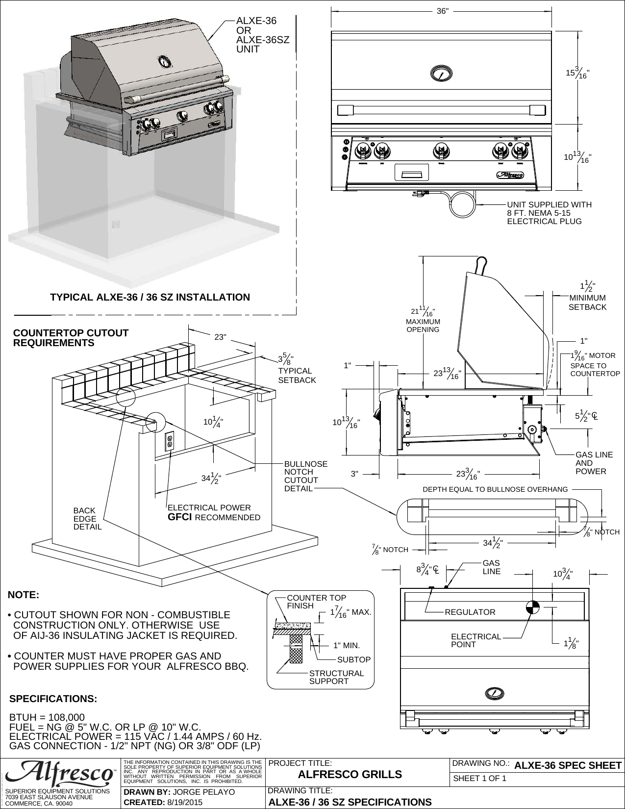 Alfresco ALXE 36" Luxury Built-In Gas Grill