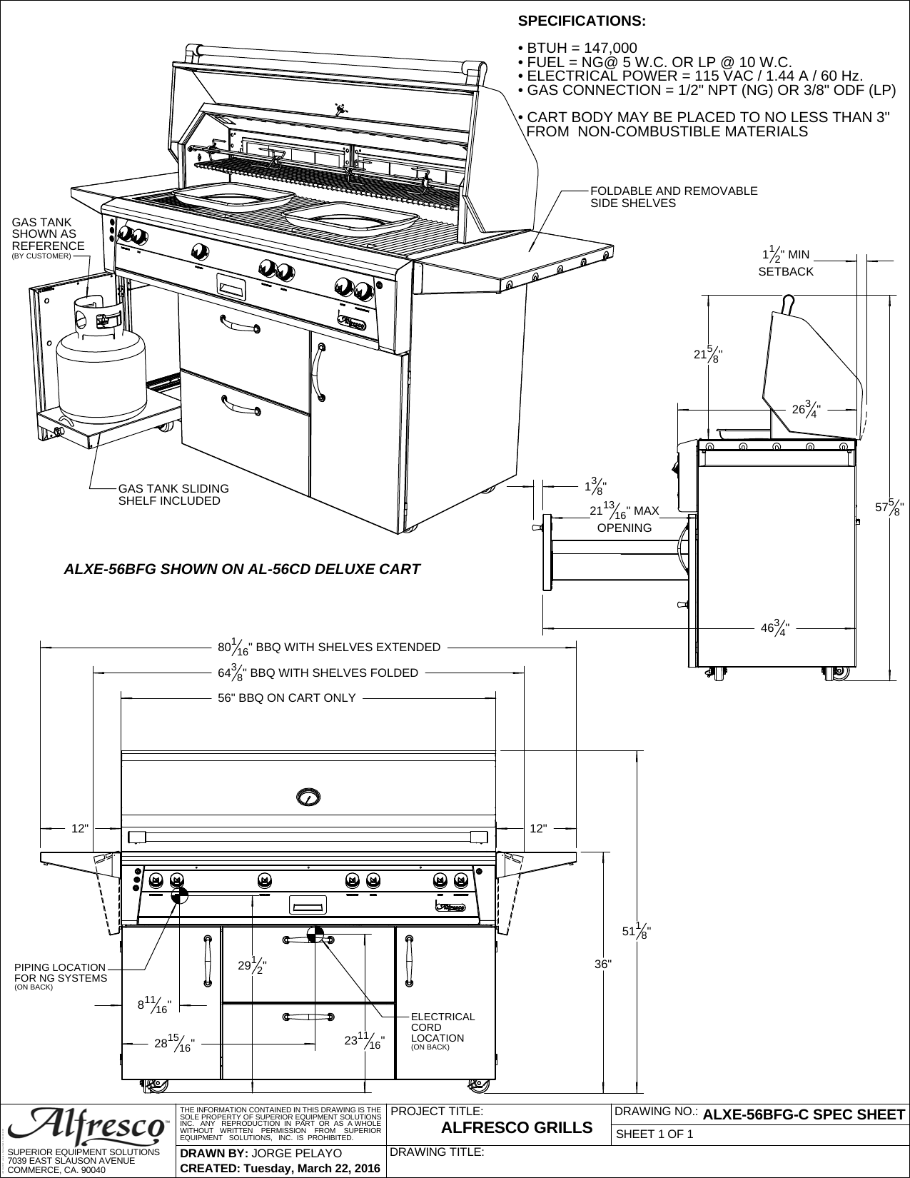 Alfresco ALXE 56" Luxury All-Grill Cart