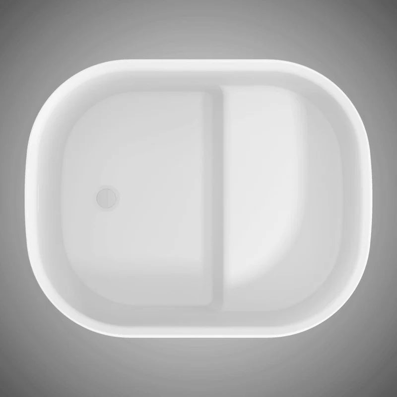 MAGNUS HOME PRODUCTS 39" Akio Solid Surface Stone Resin Japanese Oval Soaking Bathtub with Integral Seat