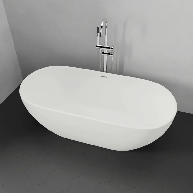 MAGNUS HOME PRODUCTS 63" Algona Solid Surface Stone Resin Freestanding Bathtub