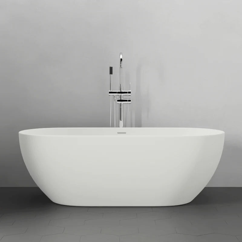 MAGNUS HOME PRODUCTS 63" Algona Solid Surface Stone Resin Freestanding Bathtub