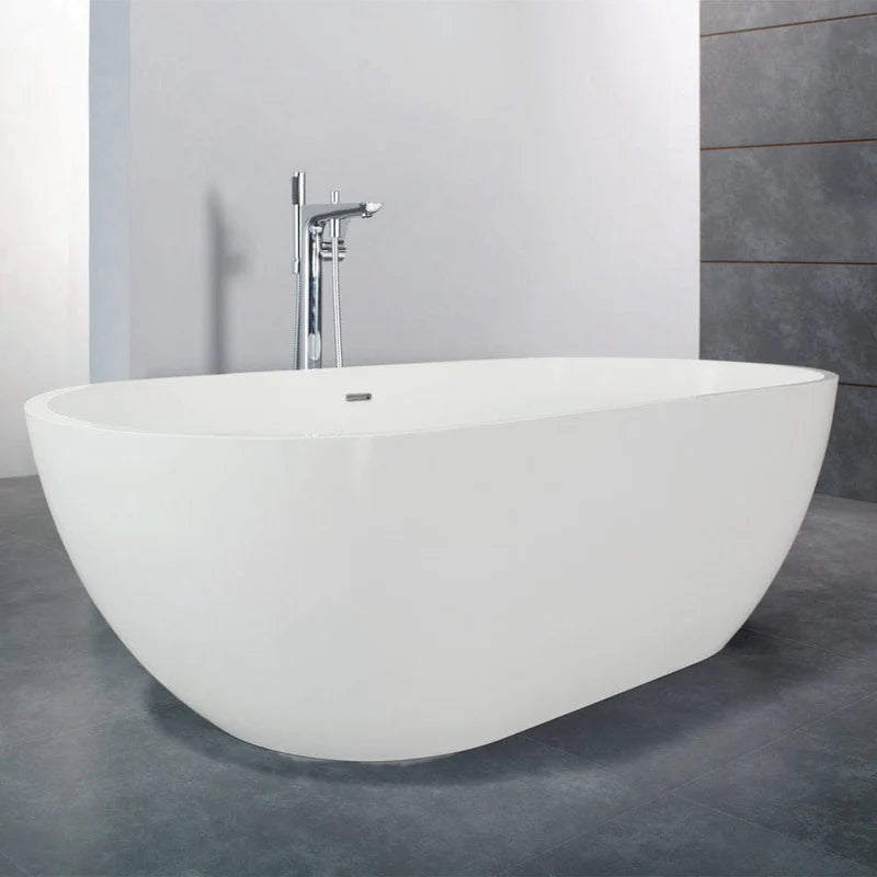 MAGNUS HOME PRODUCTS 63" Algona Solid Surface Stone Resin Freestanding Bathtub