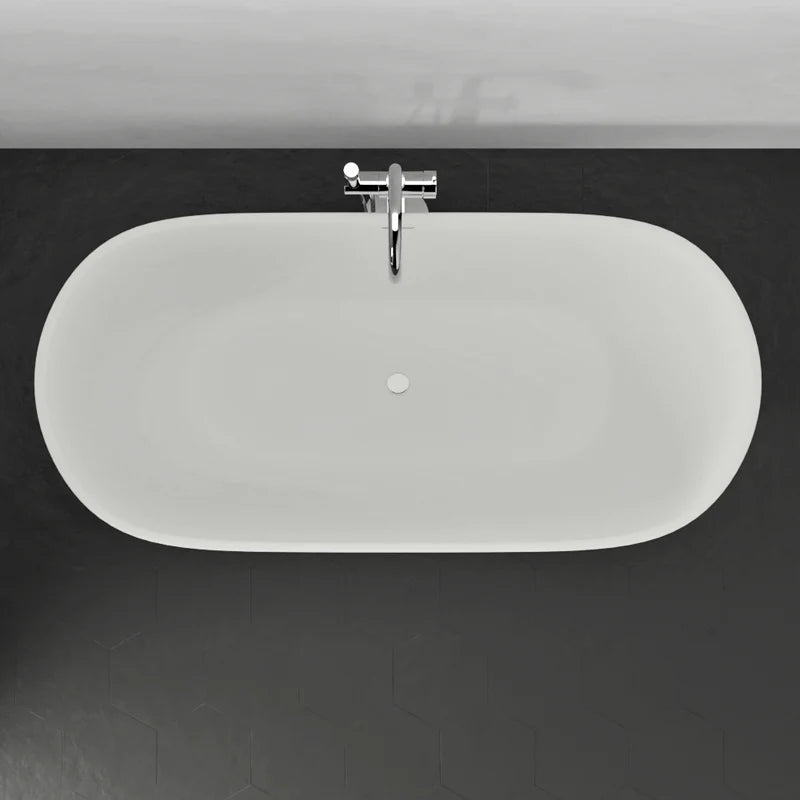 MAGNUS HOME PRODUCTS 63" Algona Solid Surface Stone Resin Freestanding Bathtub