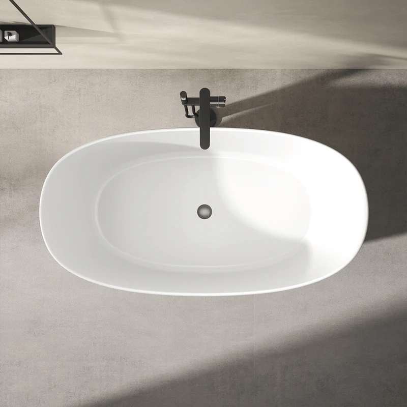 MAGNUS HOME PRODUCTS 72" Bandon Solid Surface Stone Resin Freestanding Tub - Matte