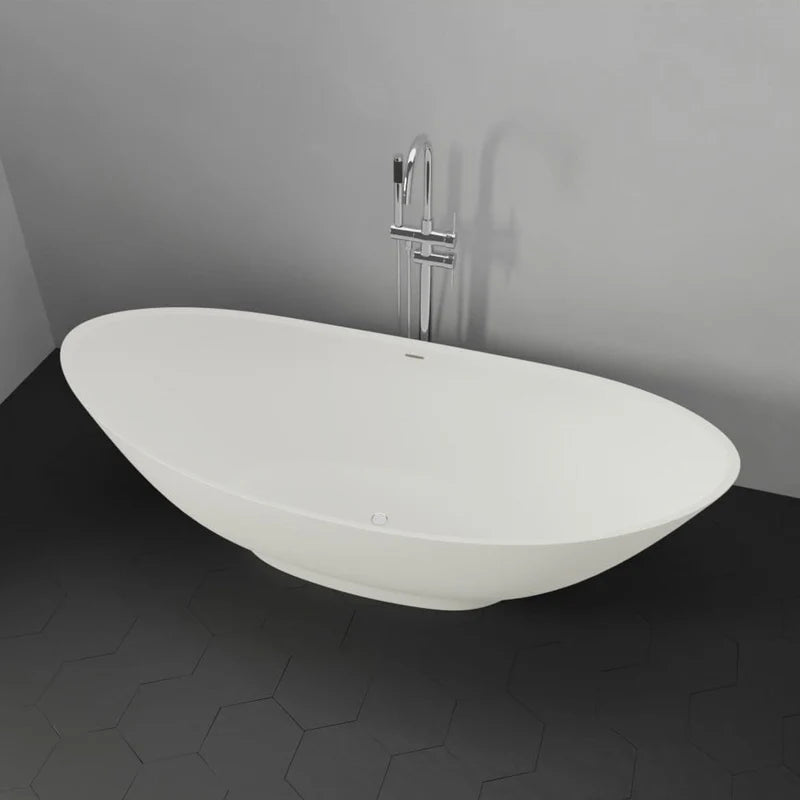 MAGNUS HOME PRODUCTS 74" Bombay Solid Surface Stone Resin Freestanding Double-Slipper Bathtub
