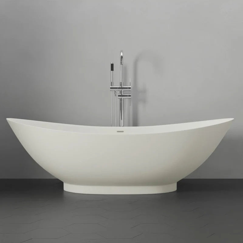 MAGNUS HOME PRODUCTS 74" Bombay Solid Surface Stone Resin Freestanding Double-Slipper Bathtub
