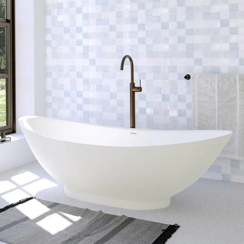 MAGNUS HOME PRODUCTS 74" Bombay Solid Surface Stone Resin Freestanding Double-Slipper Bathtub