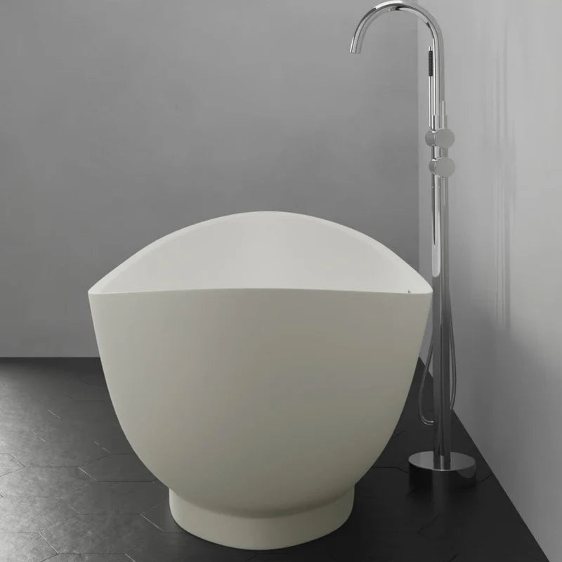 MAGNUS HOME PRODUCTS 74" Bombay Solid Surface Stone Resin Freestanding Double-Slipper Bathtub