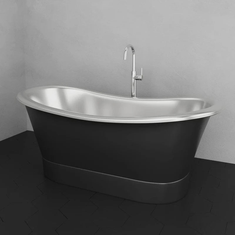 MAGNUS HOME PRODUCTS 70" Gibbon Double Slipper Copper Freestanding Tub - Satin Nickel Interior with Black Exterior