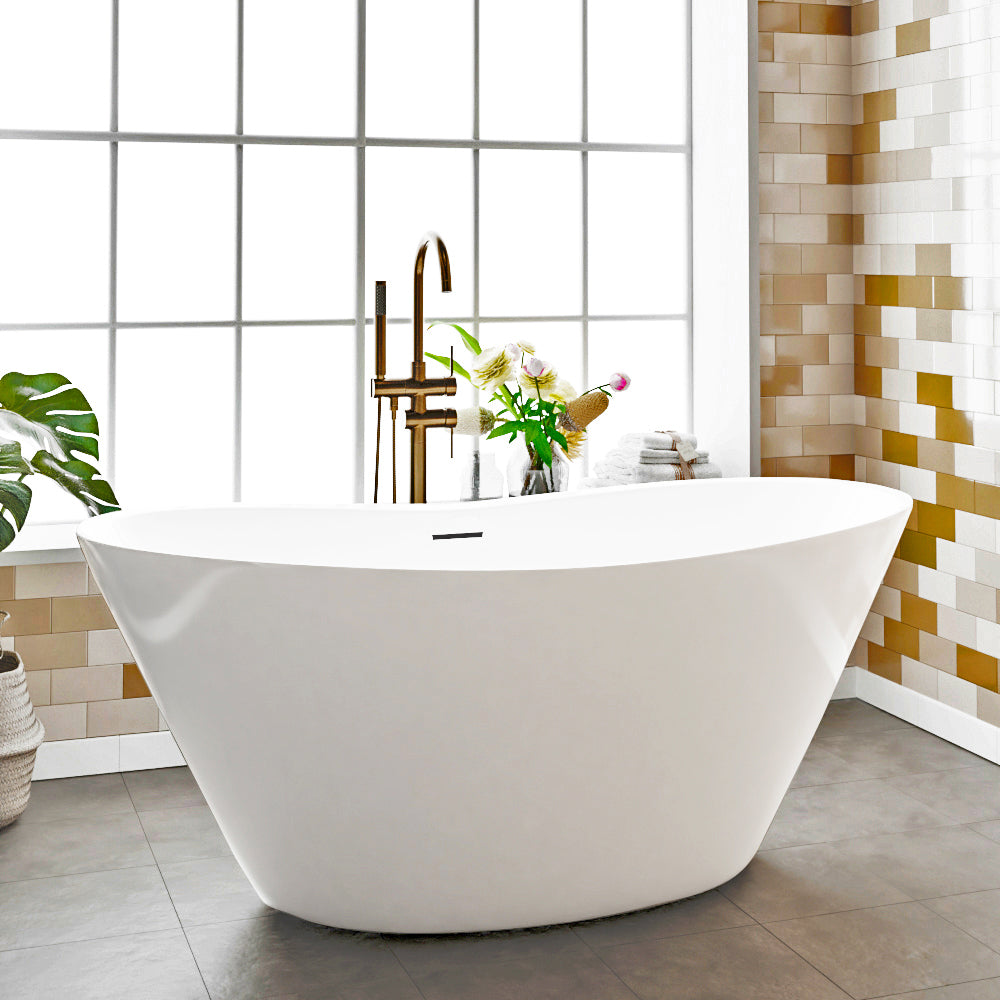 MAGNUS HOME PRODUCTS Grayson Acrylic Double-Slipper Freestanding Tub With Insulation