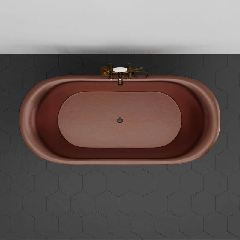 MAGNUS HOME PRODUCTS 66" Hayward Hammered Copper Double Slipper Pedestal Tub with Copper Rivets