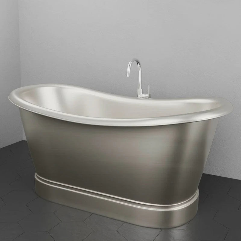 MAGNUS HOME PRODUCTS 66" Heis Double Slipper Copper Pedestal Tub - Satin Nickel
