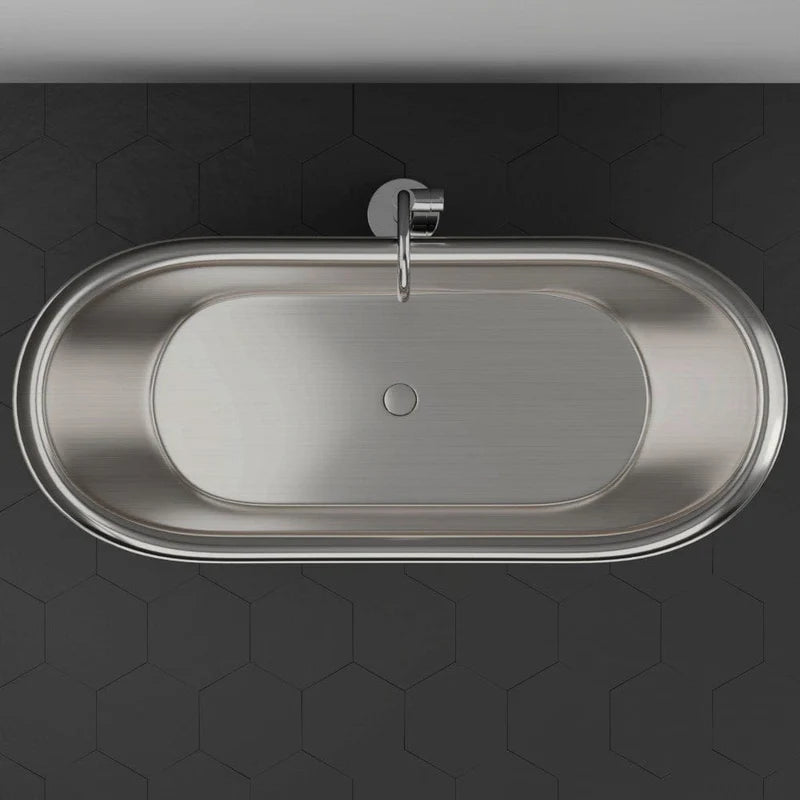MAGNUS HOME PRODUCTS 66" Heis Double Slipper Copper Pedestal Tub - Satin Nickel