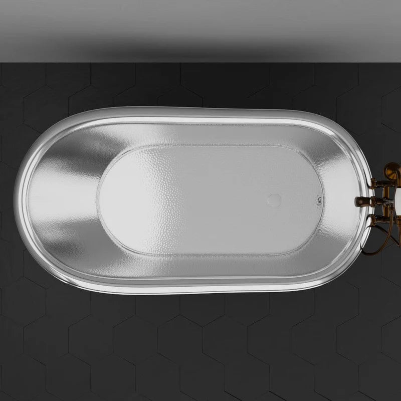 MAGNUS HOME PRODUCTS 66" Jadaro Single Slipper Copper Clawfoot Tub with Rolled Rim - Polished Nickel Interior with Antique Copper Exterior