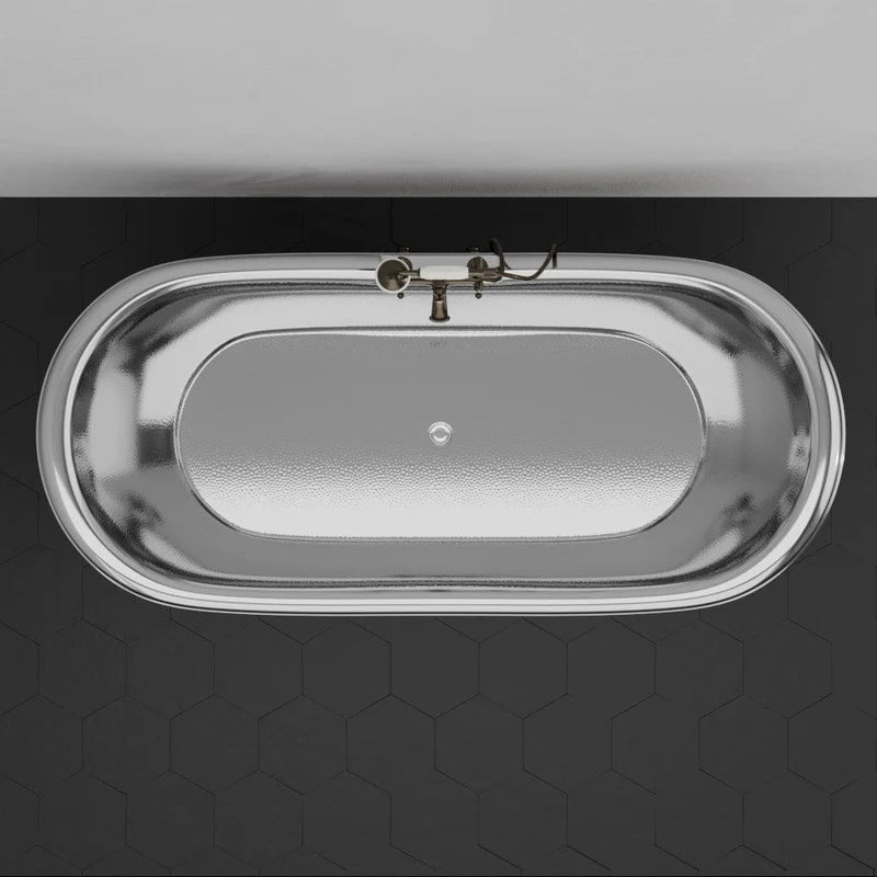 MAGNUS HOME PRODUCTS 72" Kenlee Double Slipper Hammered Copper Clawfoot Tub with Rolled Rim - Polished Nickel Interior with Antique Copper Exterior