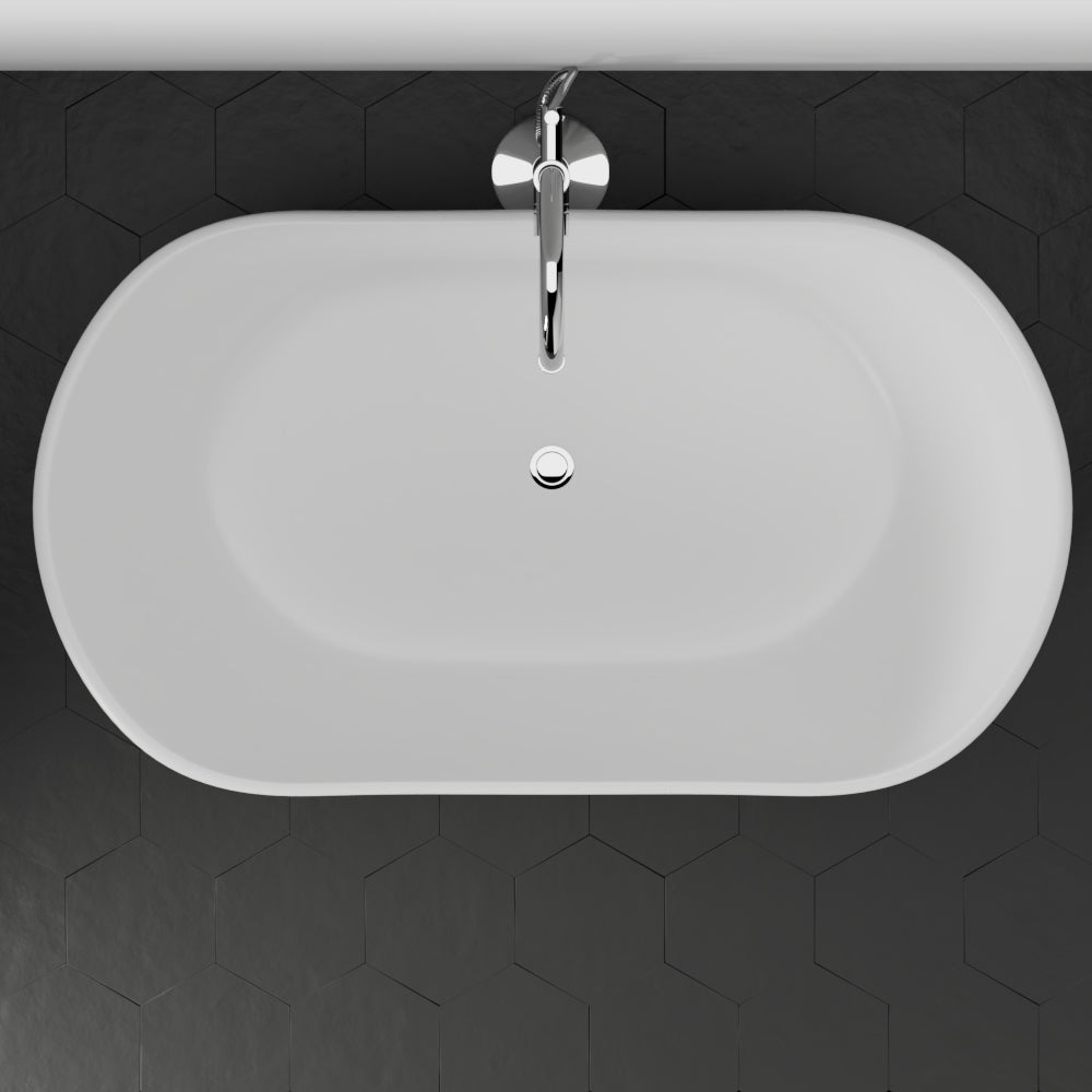 MAGNUS HOME PRODUCTS 64" Lorane Solid Surface Stone Resin Freestanding Tub
