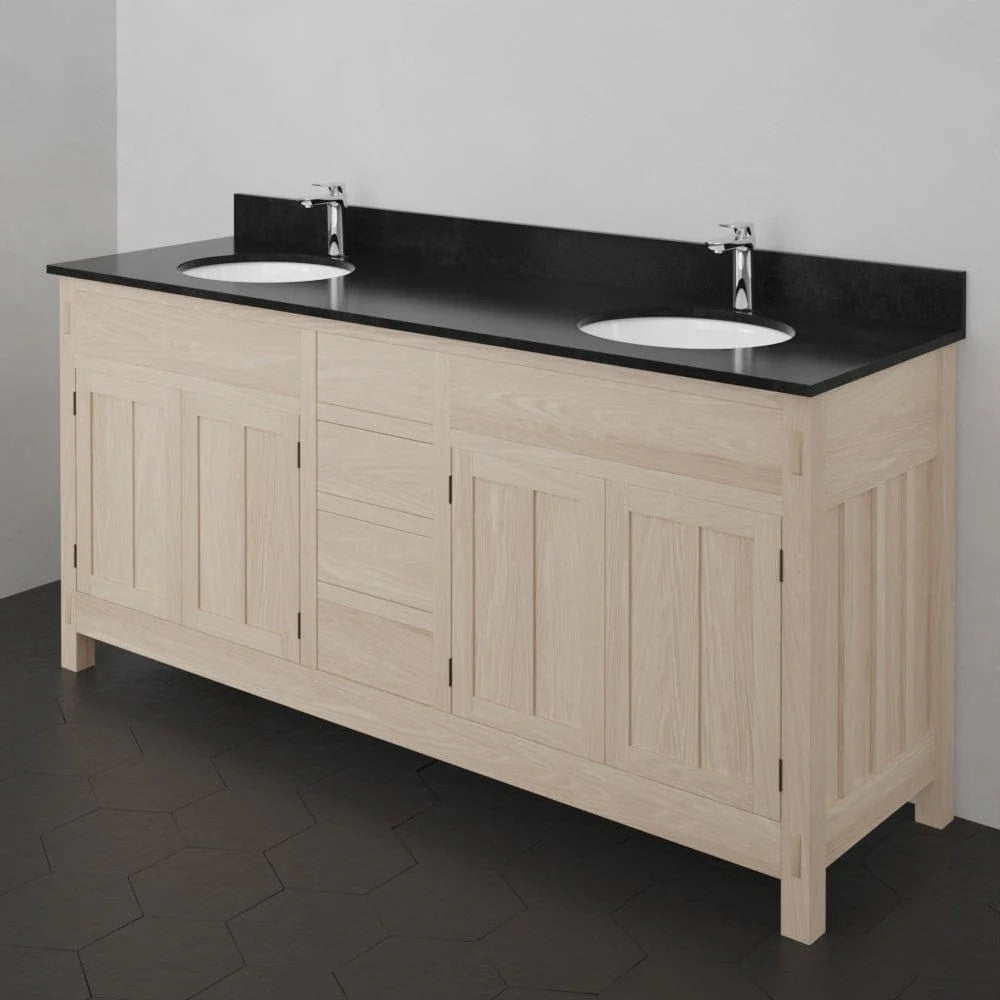 MAGNUS HOME PRODUCTS 72" Mission Unfinished Red Oak Double Vanity for Undermount Sinks - 34" Height