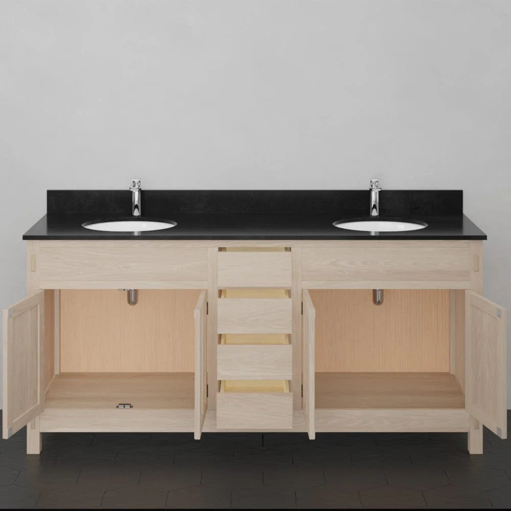 MAGNUS HOME PRODUCTS 72" Mission Unfinished Red Oak Double Vanity for Undermount Sinks - 34" Height