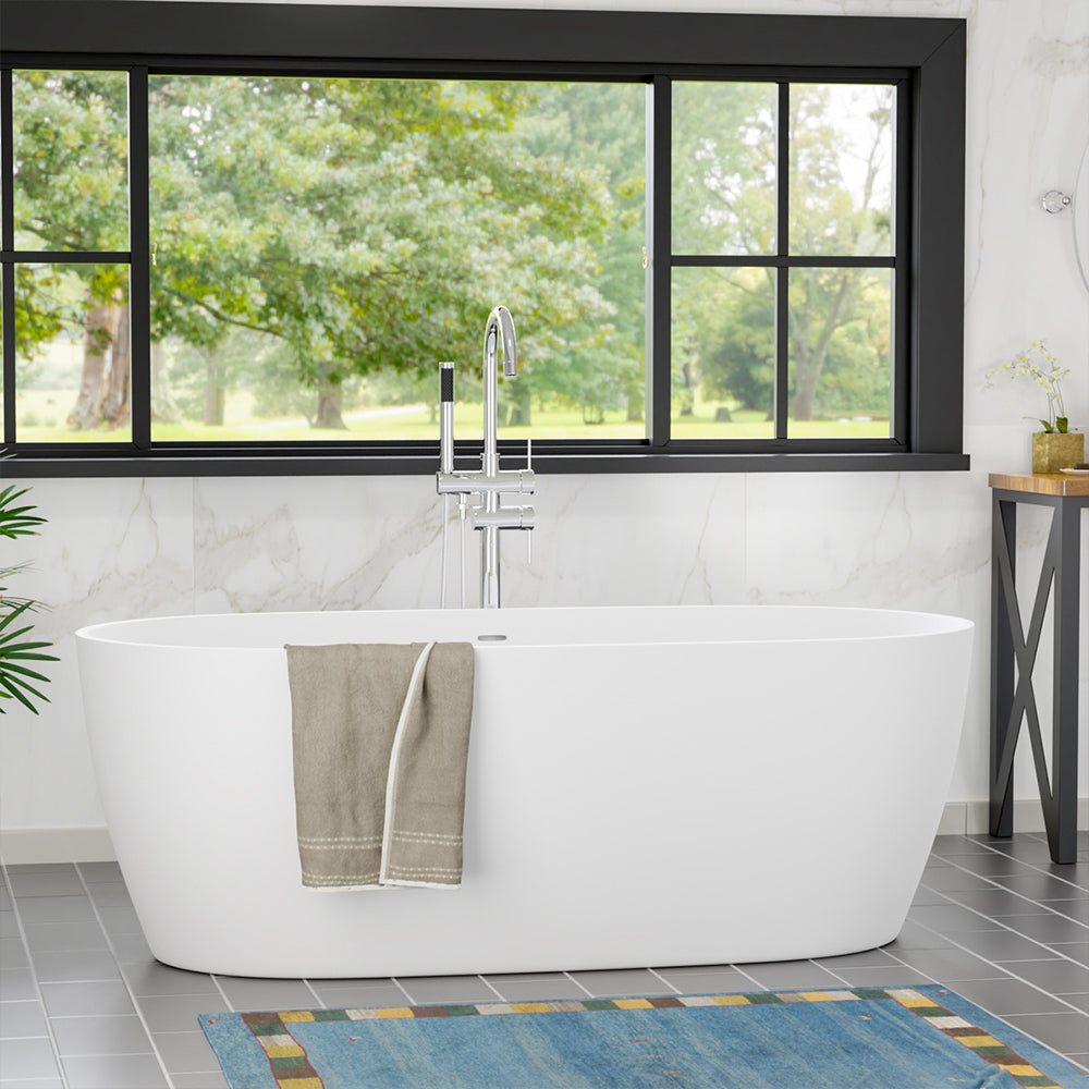 MAGNUS HOME PRODUCTS 66" Resto Solid Surface Stone Resin Freestanding Bathtub