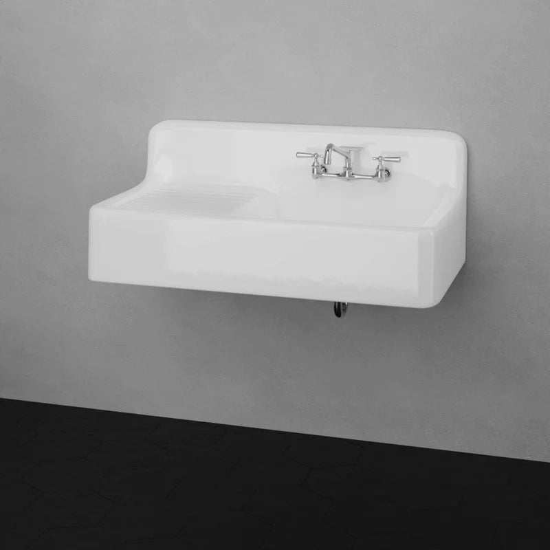 MAGNUS HOME PRODUCTS 42" Sudbury Cast Iron Wall-Hung Kitchen Sink with Left Side Drainboard