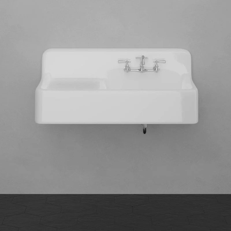 MAGNUS HOME PRODUCTS 42" Sudbury Cast Iron Wall-Hung Kitchen Sink with Left Side Drainboard