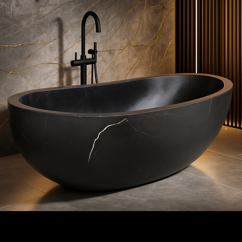 ObsidianStone Seraph Noir Freestanding Bath Tub